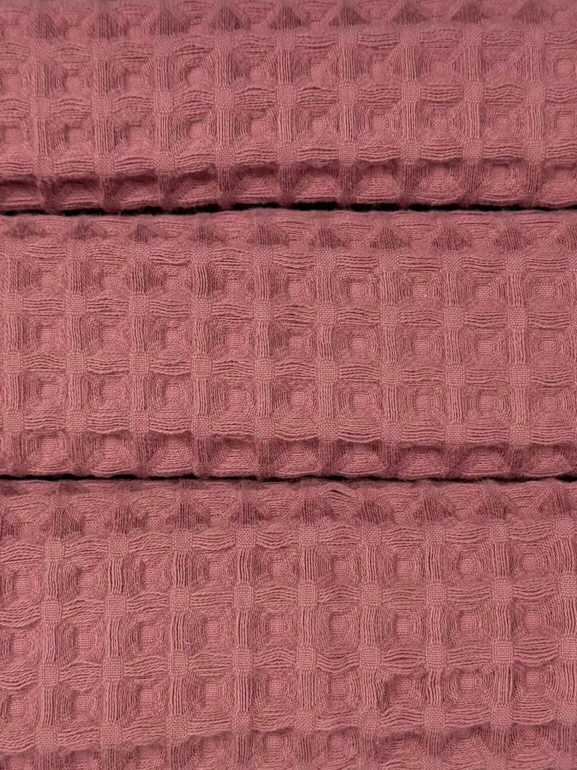 Purus medvilninis vaflinis audinys stambaus pynimo „Dark Red“