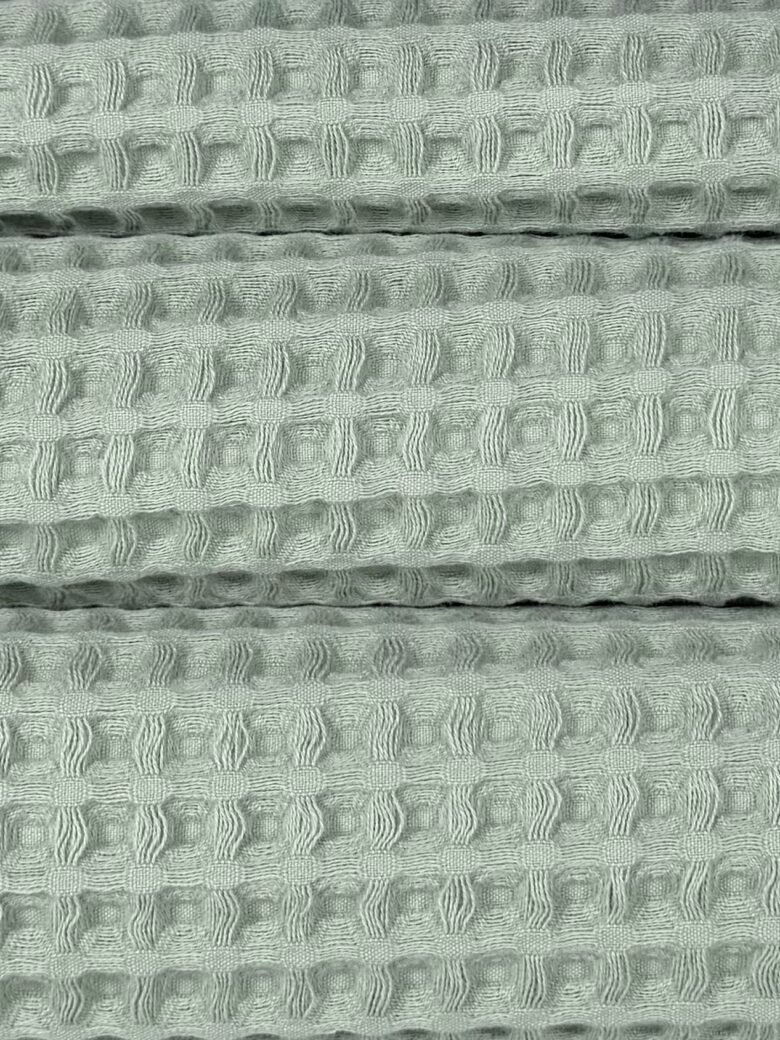 Purus medvilninis vaflinis audinys stambaus pynimo „Sage Green“