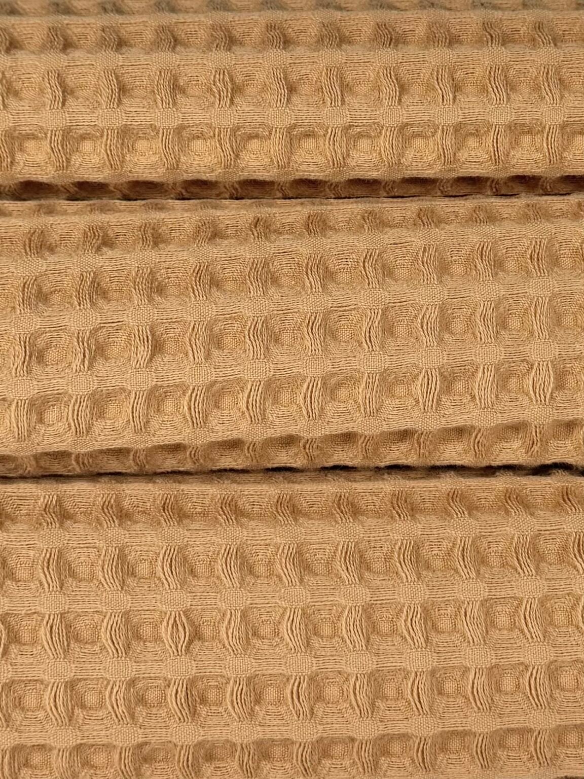 Purus medvilninis vaflinis audinys stambaus pynimo „Mustard“
