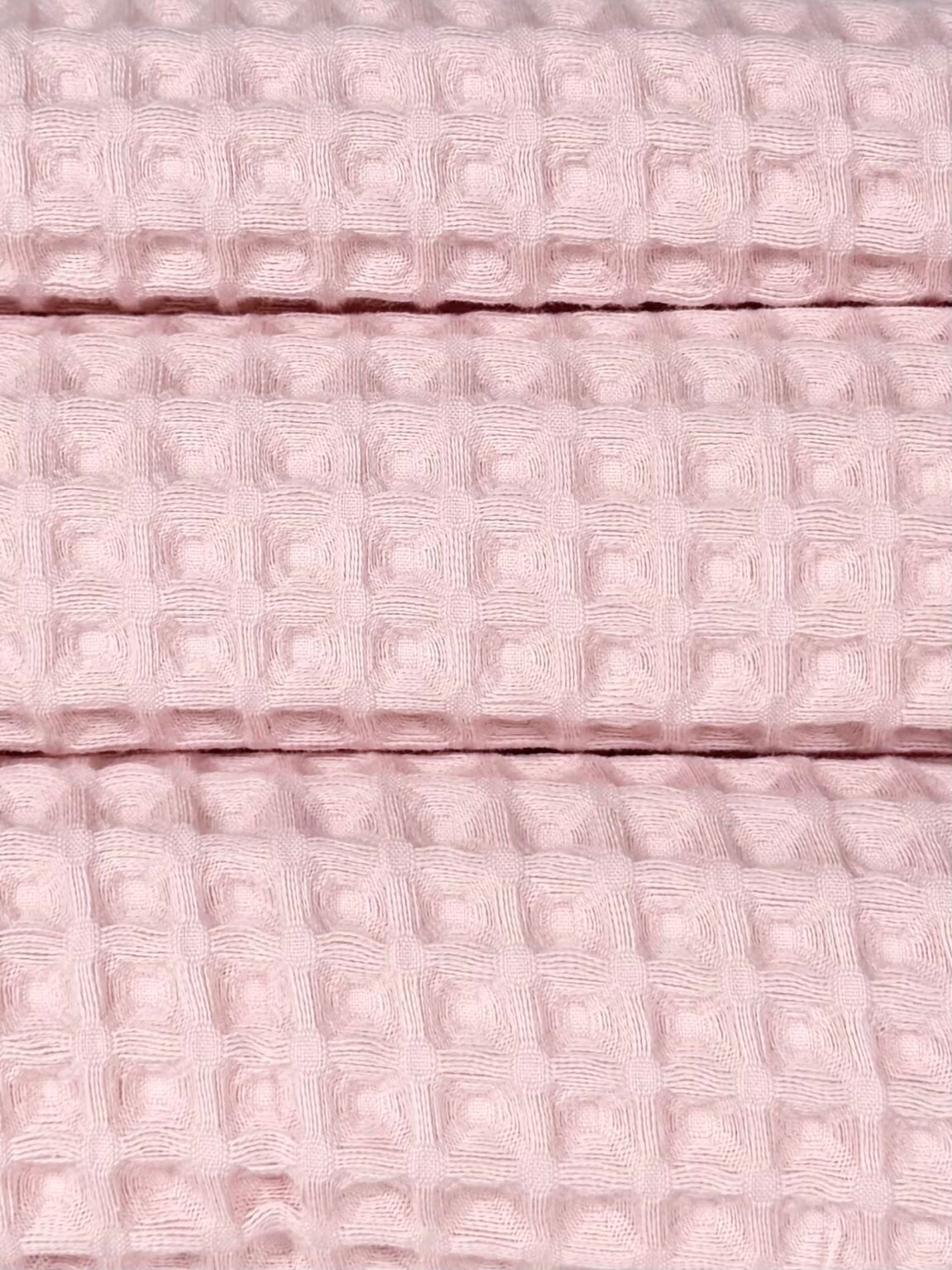Purūs medvilninis vaflinis audinys stambaus pynimo „Pink“